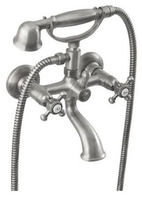 Baterie argintiu-mat pentru cadă cu montare pe perete (2 ieșiri) Antea – Sapho