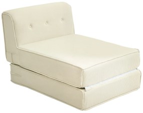 HOMCOM Canapea-lit pliabil cu spătar capitonat, fotoliu convertibil, pat suplimentar, salon, birou, alb crem | Aosom Romania