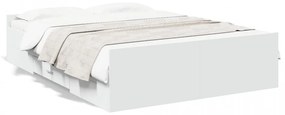 Cadru de pat cu sertare, alb, 120x190 cm, lemn prelucrat