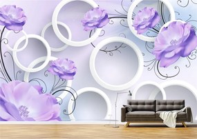 Tapet Premium Canvas - Flori mov abstract