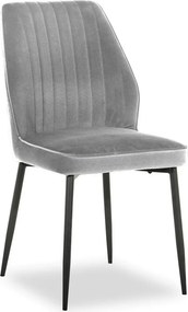 Scaun LEX, gri deschis/negru, stofa catifelata/metal, 47x60x89 cm