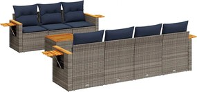 vidaXL Set canapele de grădină cu perne, 8 piese, gri, poliratan