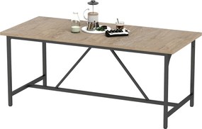 HOMCOM Masă dreptunghiulară de dining pentru 6-8 persoane masă de bucătărie stil industrial 180 x 80 x 75,5 cm efect lemn natural | Aosom Romania