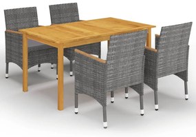 Set mobilier de gradina, 5 piese, gri Gri si maro, 5