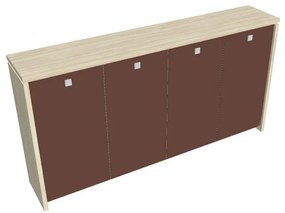Dulap mediu pentru haine Verno 248 x 46 x 130 cm, uși de sticlă, salcâm / maro
