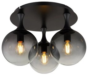 Plafoniera design modern DALTON 3L negru/fumuriu