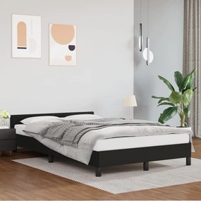 Cadru de pat cu tablie, negru, 120x200 cm, piele ecologica Negru, 120 x 200 cm