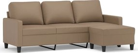 vidaXL Canapea cu 3 locuri / taburet cappuccino 180 cm piele ecologică