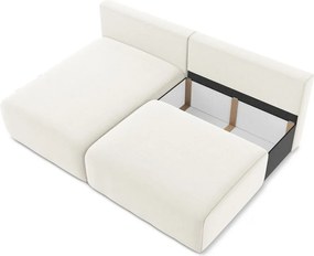 Colțar crem extensibil/cu spațiu de depozitare cu tapițerie din catifea (cu colț pe partea stângă/cu șezlong) Kalena – Makamii