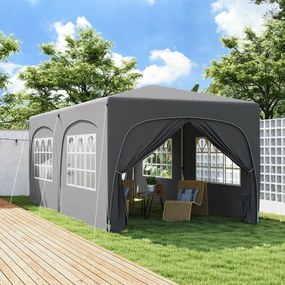 Outsunny Tonelă pliabilă 3 x 6 m Pop-Up, UPF50+ Înălțime reglabilă, cu sac de transport și saci de nisip, gri deschis | Aosom Romania