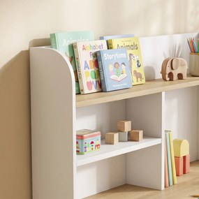 AIYAPLAY Birou pentru Copii, Masă de Studiu cu Bibliotecă și Sertar 3-8 Ani, Alb | Aosom Romania