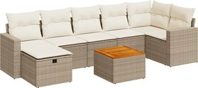 vidaXL Set canapele de grădină, 8 piese, cu perne, bej, poliratan