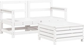 vidaXL Set canapea de grădină, 3 piese, alb, lemn masiv de pin