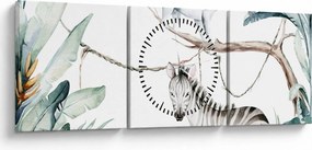 Tablou - Animale exotice (cu ceas) (90x30 cm)
