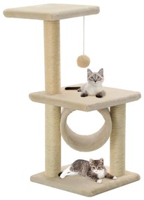 vidaXL Ansamblu pentru pisici, stâlpi cu funie de sisal, bej, 65 cm