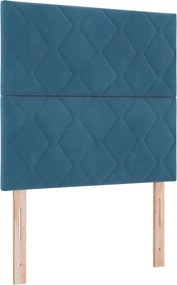 vidaXL Pat cu arc LED cu saltea Albastru închis 90 x 190 cm Catifea