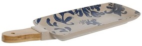 Platou Floral din ceramica crem 33.5x11 cm