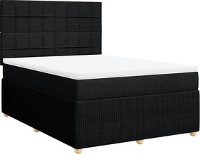 vidaXL Pat box spring cu saltea, negru, 140x200 cm, textil