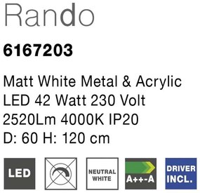 Lustra moderna suspendata LED 4000K Ã˜60cm RANDO alb NVL-6167203