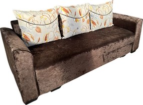 Canapea LILI extensibila, 3 locuri, cu lada de depozitare, stofa plusata, 220x95x80 Maro, Stofa plusata