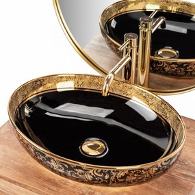 Lavoar Margot ceramica sanitara negru/auriu – 52 cm