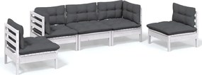 vidaXL Set mobilier grădină cu perne, 5 piese, lemn masiv de pin