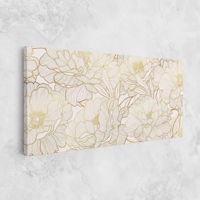 Tablou Canvas, 100x200cm, Dormitor si Living, Flori, Bujori, Golden Peony