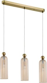 Lustră suspendată PIEGA pe cablu, 3xE14/40W/230V, alamă/bej fumuriu
