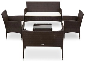 vidaXL Set mobilier de grădină cu perne, 5 piese, maro, poliratan