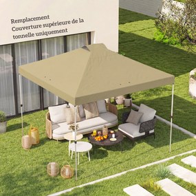 Outsunny Husă de înlocuire pentru tonelă 3 x 3 m UV50+ impermeabilă cu 8 orificii de drenaj 3 x 3 m, crem | Aosom Romania