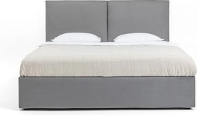 Pat dublu tapițat gri cu spațiu de depozitare cu saltea/ somieră 160x200 cm Thessa Bold - Bonami Selection