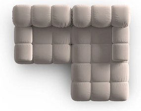 Colțar modular maro deschis cu tapițerie din catifea (cu colț pe partea dreaptă) Bellis – Micadoni