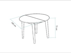 Masă de sufragerie extensibilă Nidupo 2 (pin atlantic) (pentru 4 persoane). 1093749