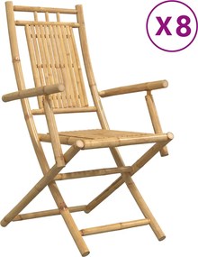 vidaXL Scaune de grădină pliabile, 8 buc., 53x66x99 cm, bambus