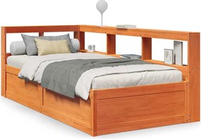 vidaXL Pat bibliotecă fără saltea maro ceruit 90x190 cm lemn masiv pin