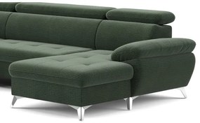 Canapea colțar extensibilă cu spațiu de depozitare, model CATANIA stânga, verde