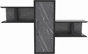 Raft OLIDA, negru cu efect de marmura, PAL melaminat, 119x35x52 cm