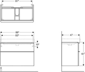 Geberit 500.354.00.1 - Dulap pentru lavoar Smyle Square, 61,7 x 88,4 cm, alb