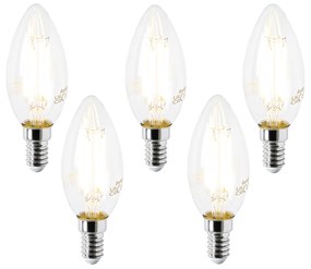 Set de 5 becuri LED E14 B35 transparente 2.2W 470lm 2700K