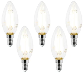 Set de 5 becuri LED E14 B35 transparente 2.2W 470lm 2700K