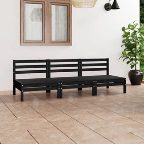 3082446 vidaXL Set mobilier de grădină, 3 piese, negru, lemn masiv de pin