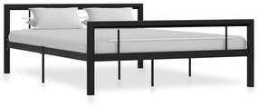 Cadru de pat, negru si alb, 120 x 200 cm, metal Alb si negru, 120 x 200 cm