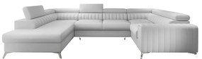 Colțar alb extensibil/cu spațiu de depozitare cu tapițerie din imitație de piele (cu colț pe partea stângă/în formă de "U") Louis – ELTAP