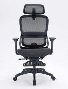 Scaun ergonomic SIHOO B100, Suport lombar dinamic cu ajustare automata, Cotiere 4D, Tetiera 3D, Mecanism multifunctional inclinare/blocare in 3 pozitii, Suport picioare, Mesh, Negru