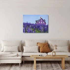 Tablou pe sticlă cu câmp de lavanda (70x50 cm)