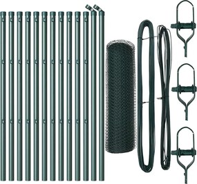 vidaXL Stâlp de gard. Verde 25 x 0,5 m (plasă de 13 mm) Oțel