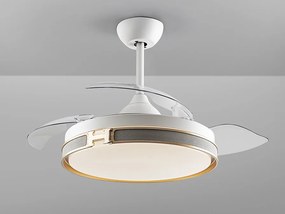Lustra LED cu Ventilator si telecomanda, lame retractabile HERON alb/auriu