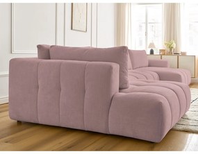 Colțar roz extensibil/cu spațiu de depozitare (cu colț pe partea stângă/în formă de "U") Fuji – Bobochic Paris