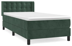 3131168 vidaXL Pat box spring cu saltea, verde închis, 80x200 cm, catifea