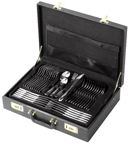 Set tacamuri inox, 72 piese, 12 persoane, ambalate in valiza, Napoli